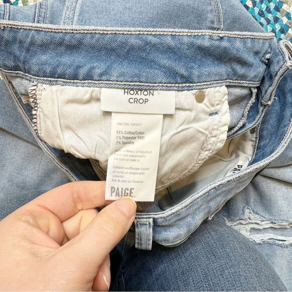 Paige Light Denim Hoxton Crop Fiesta Destructed Jeans Women's 22 New Tags - Picture 9 of 10